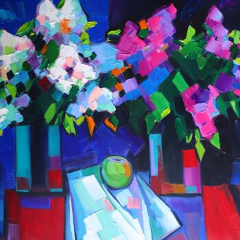 Painting titled "Lilac flowers origi…" by Tigran Avetyan, Original Artwork, Oil