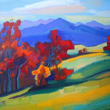 Painting titled "Autumn landscape #3" by Tigran Avetyan, Original Artwork, Oil