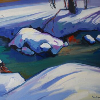 Ζωγραφική με τίτλο "Winter river" από Tigran Avetyan, Αυθεντικά έργα τέχνης, Λάδι