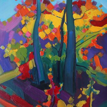 Pintura intitulada "Autumn trees #2" por Tigran Avetyan, Obras de arte originais, Óleo