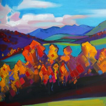 Painting titled "Autumn landscape #6" by Tigran Avetyan, Original Artwork, Oil