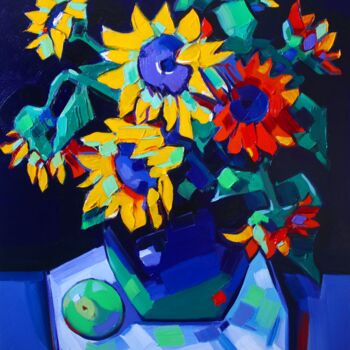 Painting titled "Sunflowers _1" by Tigran Avetyan, Original Artwork, Oil