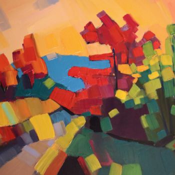 Peinture intitulée "Cultivated fields-4…" par Tigran Aveyan, Œuvre d'art originale, Huile Monté sur Châssis en bois