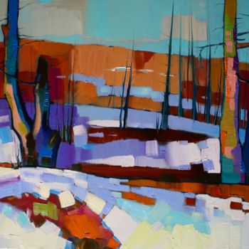 Картина под названием "Winter landscape  (…" - Tigran Aveyan, Подлинное произведение искусства, Масло Установлен на Деревянн…