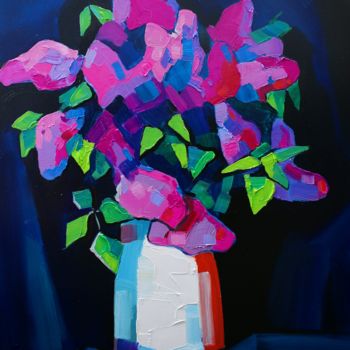 Картина под названием "Lilac flowers-7 (40…" - Tigran Aveyan, Подлинное произведение искусства, Масло Установлен на Деревянн…