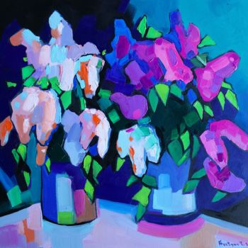 「Lilac flowers-9 (50…」というタイトルの絵画 Tigran Aveyanによって, オリジナルのアートワーク, オイル ウッドストレッチャーフレームにマウント