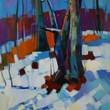 제목이 "Winter trees (50x70…"인 미술작품 Tigran Aveyan로, 원작, 기름 나무 들것 프레임에 장착됨