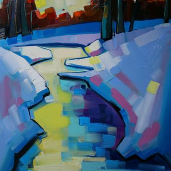 Painting titled "Winter morning-3 (4…" by Tigran Aveyan, Original Artwork, Oil Mounted on Wood Stretcher frame