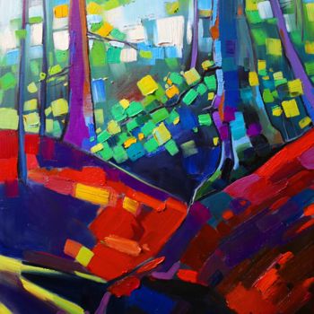 Painting titled "Forest mood-2 (50x6…" by Tigran Aveyan, Original Artwork, Oil Mounted on Wood Stretcher frame