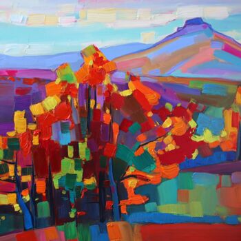 Painting titled "Autumn-2 (50x70cm,…" by Tigran Aveyan, Original Artwork, Oil Mounted on Wood Stretcher frame