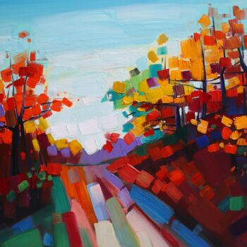 Malarstwo zatytułowany „Autumn (50x65cm, oi…” autorstwa Tigran Aveyan, Oryginalna praca, Olej Zamontowany na Drewniana rama…