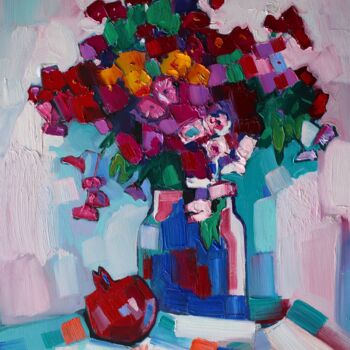 Peinture intitulée "Field flowers and p…" par Tigran Aveyan, Œuvre d'art originale, Huile Monté sur Châssis en bois