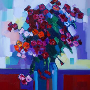 Malarstwo zatytułowany „Field flowers (45x5…” autorstwa Tigran Aveyan, Oryginalna praca, Olej Zamontowany na Drewniana rama…