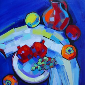 Malarstwo zatytułowany „Still life fruits (…” autorstwa Tigran Aveyan, Oryginalna praca, Olej Zamontowany na Drewniana rama…