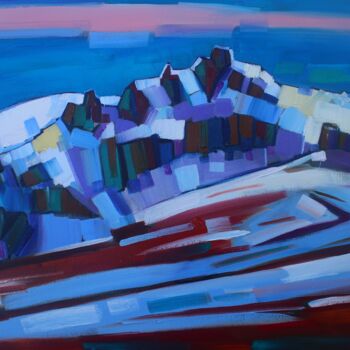 Painting titled "Winter in the mount…" by Tigran Aveyan, Original Artwork, Oil Mounted on Wood Stretcher frame