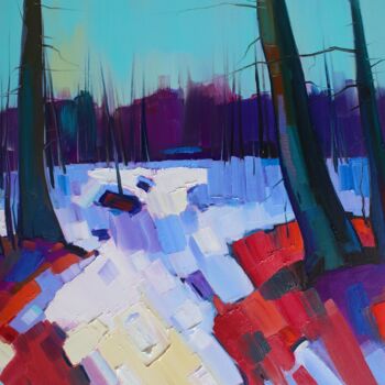 Картина под названием "Winter landscape (7…" - Tigran Aveyan, Подлинное произведение искусства, Масло Установлен на Деревянн…