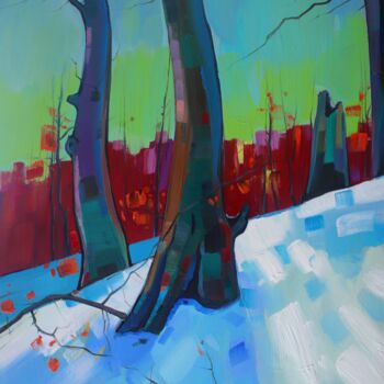 Pintura titulada "Winter morning-2 (4…" por Tigran Aveyan, Obra de arte original, Oleo Montado en Bastidor de camilla de mad…