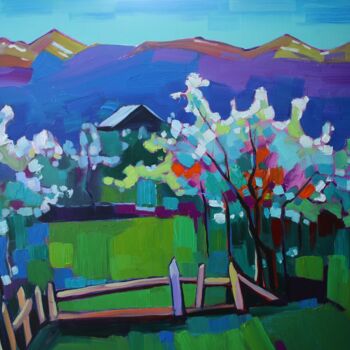 Painting titled "Spring -2(70x50cm,…" by Tigran Aveyan, Original Artwork, Oil Mounted on Wood Stretcher frame