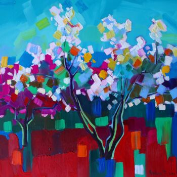 Painting titled "Spring-5 (65x50cm,…" by Tigran Aveyan, Original Artwork, Oil Mounted on Wood Stretcher frame