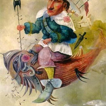 Malerei mit dem Titel "Fish Baron" von Tigran Harutyunyan, Original-Kunstwerk, Öl