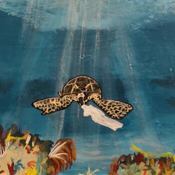 Peinture intitulée "LA tortue" par Julius, Œuvre d'art originale, Acrylique