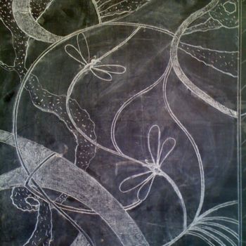 Pittura intitolato "libellules" da Bicenko Tika, Opera d'arte originale