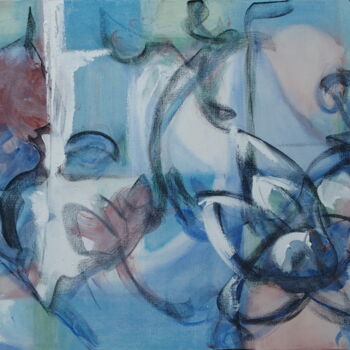 Painting titled "Blue with-Charcoal" by Tilfra, Original Artwork