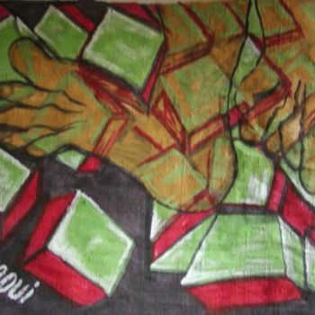 Painting titled "Souffrance II  Hali…" by Halima Echaoui, Original Artwork