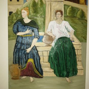 Pittura intitolato "La cours." da Grégoire Tillac, Opera d'arte originale, Olio