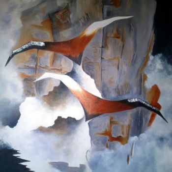 Peinture intitulée "Dans les nuages" par Tilou, Œuvre d'art originale