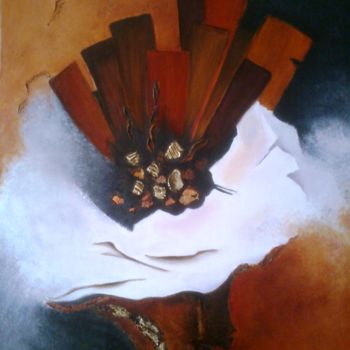 Peinture intitulée "fleur-d-artifice" par Tilou, Œuvre d'art originale, Huile
