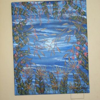 Painting titled "blue moon setting" by Timothy Phillips, Original Artwork
