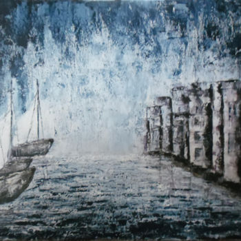 Pittura intitolato "piove-80x60-acrilic…" da Tina Copani, Opera d'arte originale
