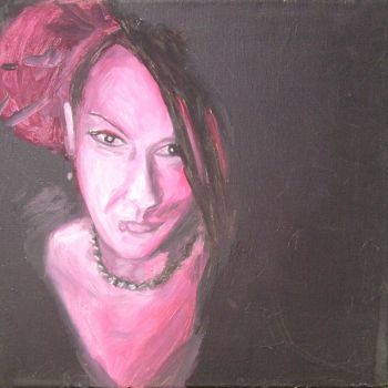 Malerei mit dem Titel "Maja - pink" von Tina Landryna, Original-Kunstwerk, Öl