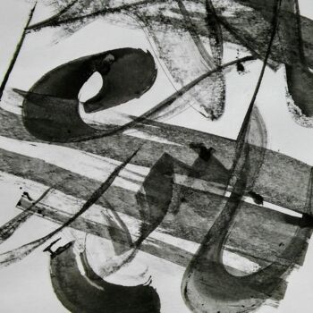 Pintura intitulada "Sumi Ink Line - No…" por Tina Lane, Obras de arte originais