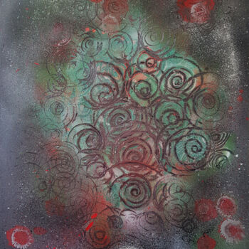 Картина под названием "Stoned" - Tina Lane, Подлинное произведение искусства, Рисунок распылителем краски Установлен на Дере…