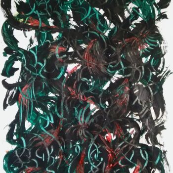 Painting titled "Red and Green" by Tina Lane, Original Artwork, Ink