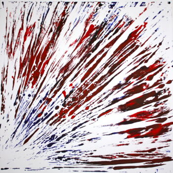 Printmaking titled "Red and Blue Shatte…" by Tina Lane, Original Artwork, Monotype