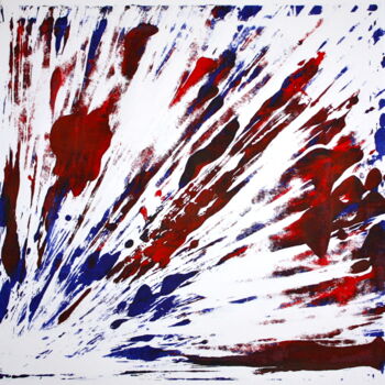 Druckgrafik mit dem Titel "Red and Blue Blast" von Tina Lane, Original-Kunstwerk, Monotypie