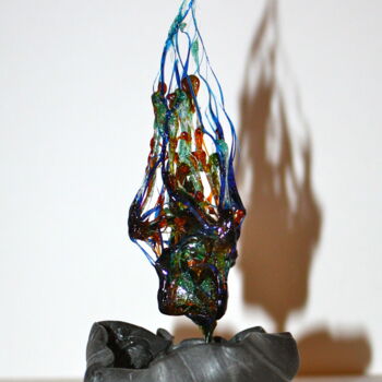 Sculpture titled "Polycoloured Flame" by Tina Lane, Original Artwork, Mixed Media