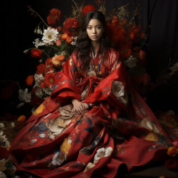 제목이 "Girl in Kimono Seri…"인 디지털 아트 Tina Liao로, 원작, AI 생성 이미지