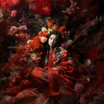 Digital Arts titled "Girl in Kimono Seri…" by Tina Liao, Original Artwork, AI generated image