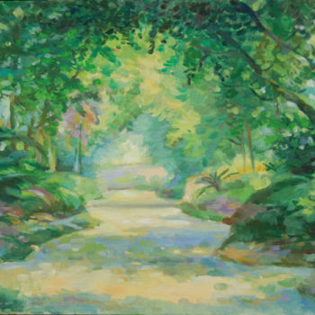 Painting titled "landscape tree pain…" by Tina Zhou, Original Artwork, Oil