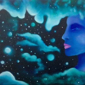 Peinture intitulée "Le souffleur de rêve" par Shanna Kilaio - Onaicrom, Œuvre d'art originale