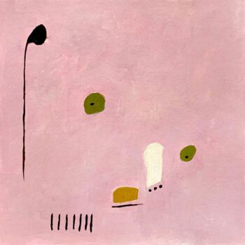 제목이 "Square pink oil pai…"인 미술작품 Tina Shenk로, 원작, 기름 나무 들것 프레임에 장착됨