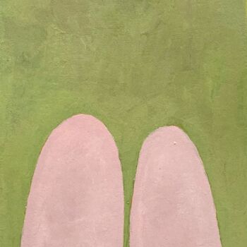 Painting titled "Green and pink oil…" by Tina Shenk, Original Artwork, Oil