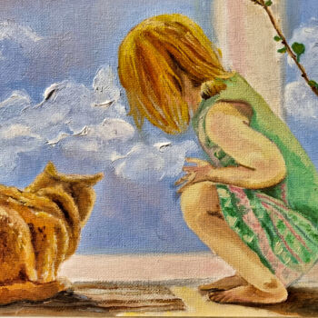 Pittura intitolato "Dreams" da Tina Shustova, Opera d'arte originale, Olio Montato su Cartone