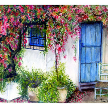 Painting titled "Maison Andalouse.jpg" by Tina Verpoorten, Original Artwork, Watercolor
