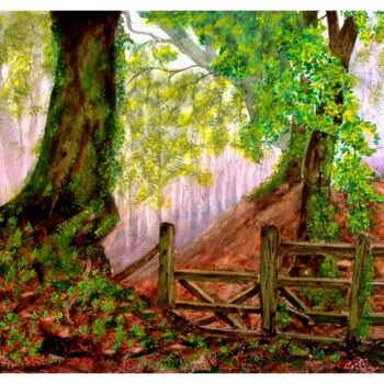 Pintura titulada "Forêt en Automne.jpg" por Tina Verpoorten, Obra de arte original, Acuarela
