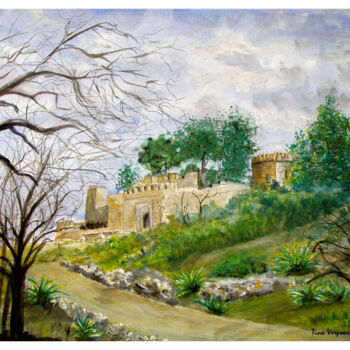 Painting titled "Castillo Luna Maire…" by Tina Verpoorten, Original Artwork, Watercolor